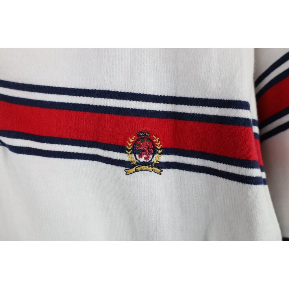 Vintage 90s Tommy Hilfiger Mens Medium Striped Color Block Rugby Polo Shirt - Picture 4 of 14